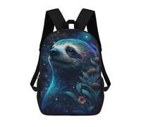 sinyumoney Galactic Sloth with Flowers -6 Backpacks 3D Printed 17inch Kids School Backpack Outdoor Casual Daypack Casual Travel Bags for Middle School Students