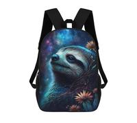 sinyumoney Galactic Sloth with Flowers-7 3D Printed 17inch School Bag Children's School Backpack Travel Backpacks Casual Fashion Bag for Kids School Students