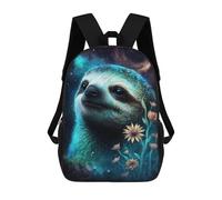 sinyumoney Galactic Sloth with Flowers Backpack Cartoon Plush Bag, 3D Backpack for Kids School Bag Birthday Gift Idea for Boys And Girls 17inch