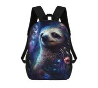 sinyumoney Galactic Sloth with Flowers Backpacks 3D Printed 17inch Kids School Backpack Outdoor Casual Daypack Casual Travel Bags for Middle School Students