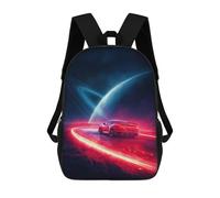 sinyumoney Galactic Speed Red Sports Car in Space School Backpack Schoolbags For Girls Boys Backpack With Pocket Fashion School Bag Kids Backpack 17inch