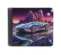 sinyumoney Galactic Speedster Reflections 3D Print Wallet Slots ID Window Banknote Compartments Soft Convenient Men's Wallets Everyday Use 11.7cm*9.5cm