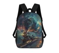 sinyumoney Galactic Steam Train Journey -1 School Backpack for Girls 17inch Casual Daypack Lightweight Rucksack Boy Girl Backpack for Middle School Students