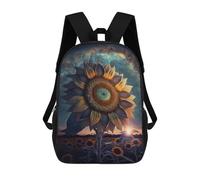 sinyumoney Galactic Sunflower 3D Printed Children's School Backpack for Kids High Capacity Travel Rucksacks Book Bags Kids School Bag Back Pack 17inch