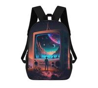 sinyumoney Galactic Television Dreamscape -1 Fashion Student School Backpack Suitable for Boys Girls Kids Casual Outdoor Travel Essential Daypack 17inch
