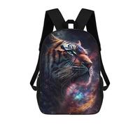sinyumoney Galactic Tiger Majesty Children's School Backpack 3D Printed for Kids Travel Rucksacks Book Bags Kids School Bag 17inch