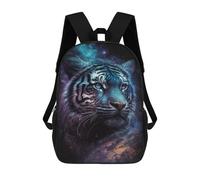 sinyumoney Galactic Tiger Portrait -1 3D Printed 17 Inch School Backpack Children's Backpacks 3D Printed Cool Knapsack for Boys Elementary And Middle