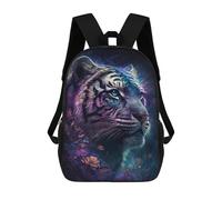 sinyumoney Galactic Tiger Portrait-2 Kids School Backpack 17 Inch School Bag 3D Printed School Bag for Boys Elementary And Middle School Students