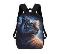 sinyumoney Galactic Tiger Portrait-26 Children's Backpack, 17 Inch 3D Printed School Backpack, Backpack Cartoon Adjustable School Bag for Primary School