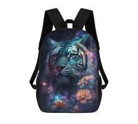 sinyumoney Galactic Tiger with Flowers School Backpack Business Durable Laptop Bag for Camping Outdoor Adventures And Daily Travel 17inch