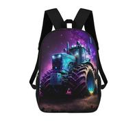 sinyumoney Galactic Tractor Adventure-2 Children's Backpack, 17 Inch 3D Printed School Backpack, Backpack Cartoon Adjustable School Bag for Primary School