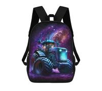 sinyumoney Galactic Tractor Adventure-9 Kids Backpack 17 Inch School Bag 3D Printed Cartoon School Backpacks for Boys And Teenager School Students