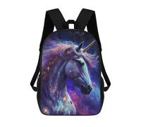 sinyumoney Galactic Unicorn Majesty -3 Children's Backpack, 3D Printed School Backpack, Backpack for Boys Girls, Adjustable School Bag for Primary School 17inch