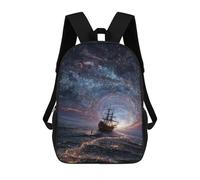 sinyumoney Galactic Voyage Ship in Space Kids School Backpack 3D Printed Fashion School Bag Casual School Bag for Boys Elementary And Middle School Students 17inch