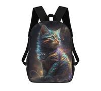 sinyumoney Galactic Whiskered Wonder -1 3D Printed School Bag Children's School Backpack Schoolbags Travel Backpacks Casual Fashion Bag for Kids School Students 17inch