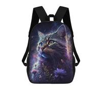 sinyumoney Galactic Whiskered Wonder 17 Inch Backpacks Kids Schoolbag,3D Printed Elementary And Middle School Students Backpacks for Boys Girls