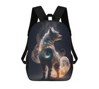 sinyumoney Galactic Wolf Cosmic Artwork 3D Printed Kids School Bag Rucksacks Children's School Fashion Casual Back Pack High Capacity Travel Book Bags Backpack for Kids 17inch