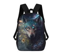 sinyumoney Galactic Wolf Fantasy Art 17 Inch School Bag Backpack Teen Schoolbag 3D Printing Adjustable Schoolbag Fashion Pocket Bag for Kids Boys Girls Students