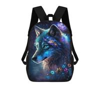 sinyumoney Galactic Wolf Fantasy Art Print -3 Backpacks 3D Printed 17inch Kids School Backpack Outdoor Casual Daypack Casual Travel Bags for Middle School Students