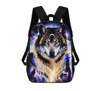 sinyumoney Galactic Wolf Majesty -2 Kids School Backpack 3D Printed Fashion School Bag Casual School Bag for Boys Elementary And Middle School Students 17inch