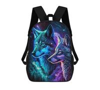 sinyumoney Galactic Wolf Pair Children's Backpacks School Backpack 3D Printed for Kids Travel Rucksacks Book Bags Kids 17inch School Bag