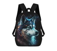 sinyumoney Galactic Wolf Portrait -11 School Backpack 3D Printed Children's 17inch Backpacks Bag Bookbag for Kids Boy Girl Book Bags Kids School Bag Travel Rucksacks