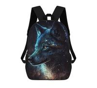 sinyumoney Galactic Wolf Portrait -14 17inch School Bag 3D Printed Children's School Backpack Casual Fashion Travel Backpacks for Kids School Students