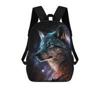 sinyumoney Galactic Wolf Portrait -15 Children's 17 Inch School Backpack 3D Printed Anime Movies for Kids Travel Rucksacks Book Bags Kids School Bag