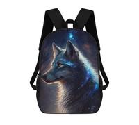 sinyumoney Galactic Wolf Portrait -16 Children's Backpack, 17 Inch 3D Printed School Backpack, Backpack Cartoon Adjustable School Bag for Primary School