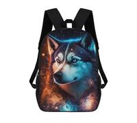sinyumoney Galactic Wolf Portrait-2 Backpacks 3D Printed 17inch Kids School Backpack Outdoor Casual Daypack Casual Travel Bags for Middle School Students