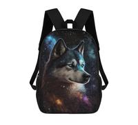 sinyumoney Galactic Wolf Portrait-6 17 Inch School Bag Backpack Teen Schoolbag 3D Printing Adjustable Schoolbag Fashion Pocket Bag for Kids Boys Girls Students