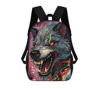 sinyumoney Galactic Wolf Roar School Bag 3D Printed Children's School Backpack Casual Fashion Travel Backpacks for Kids School Students 17inch