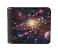 sinyumoney Galactic Wonder A Cosmic Dance of Planets and Stars 3D Print PU Men's Leather Wallet Use Holds Bills Leather RFID Slim Elegant Wallets 11.7cm*9.5cm