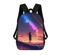 sinyumoney Galaxy Anime Sunset Hill Kids' Backpack 3D Printing School Bag Boys Cool Daypacks Casual Knapsack Fun Back Bag for Kids And Teenager 17inch