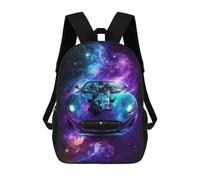 sinyumoney Galaxy Cat Convertible Car Art Print Backpack 3D Print Kids Bag Elementary Students Daypack Lightweight School Bag for Children Girls Boys Nursery Lunch Pack 17inch