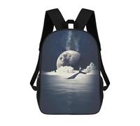 sinyumoney Galaxy Moon Whale Backpacks Kids Student Schoolbag 3D Printed Backpacks Elementary And Middle School Students Backpacks for Boys Girls 17inch