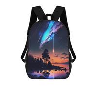 sinyumoney Galaxy Sunset Anime School Backpack School Bags for Girls Boys Backpack with Pocket Fashion School Bag Kids Backpack 17inch