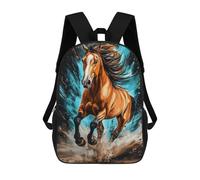 sinyumoney Galloping Horse Art Print School Bag 3D Printed 17inch Backpacks Fashion Kids School Backpack Rucksacks for Boys Elementary And Middle School Students