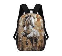 sinyumoney Galloping Horse in Dynamic Impasto Art 3D Printed Kids School Bag Rucksacks Children's School Fashion Casual Back Pack High Capacity Travel Book Bags Backpack for Kids 17inch