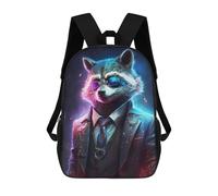 sinyumoney Gangster Raccoon in Suit School Backpack Daypacks Business Backpack Water Resistant Bookbag for Men/Women 17inch