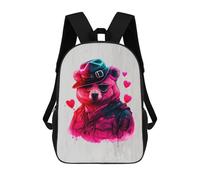 sinyumoney Gangster Style Bear Backpack School Bag Secondary Causal Travel High School Bags for School/Work/Travel 17inch