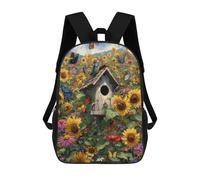 sinyumoney Garden Birdhouse Butterflies Sunflowers-1 School Backpack Large School Backpack for Boys for Campus Outdoor Travel Sports 17inch