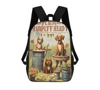 sinyumoney Garden Dogs with Rustic Charm Backpack 3D Print Kids Bag Elementary Students Daypack Lightweight School Bag for Children Girls Boys Nursery Lunch Pack 17inch