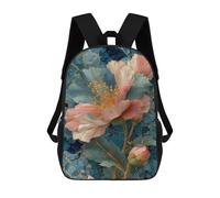 sinyumoney Garden Peony Flower Art Print Backpack School Backpack Kids School Bag Large Capacity Kids Backpack for School Rucksack 3D Book Bag Gifts for Kids 17inch