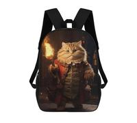 sinyumoney Gate Keeper Funny Cat Fire Backpack with Pocket 3D Printed Backpacks, Travel Rucksacks Book Bags Kids School Bag 17inch