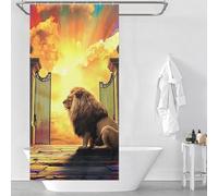 sinyumoney Gate of Majesty Lion's Guard Bath Shower Curtains Mildew with Hooks Waterproof Fabric Bathroom Curtains Modern Art for Toile Bathroom Dorm 35.43x70.87Inch（90x180cm）