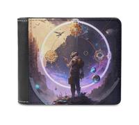 sinyumoney Gate to Another World -9 3D Print Clutch Purse Slots ID Window RFID Blocking Leather Men's Wallet Youth Guys 11.7cm*9.5cm