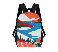 sinyumoney Gates of The Arctic Poster Children's Backpack, 17 Inch 3D Printed School Backpack, Backpack Cartoon Adjustable School Bag for Primary School