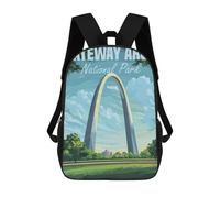 sinyumoney Gateway Arch National Park 3D Printed Kids School Bag Rucksacks Children's School Fashion Casual Back Pack High Capacity Travel Book Bags Backpack for Kids 17inch