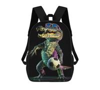 sinyumoney Gator Soccer Backpacks Kids School Backpack School Bag 3D Printed Fashion School Bags for Boys Elementary And Middle School Students 17inch